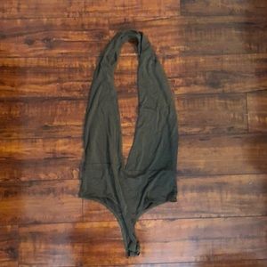 Deep V halter body suit
